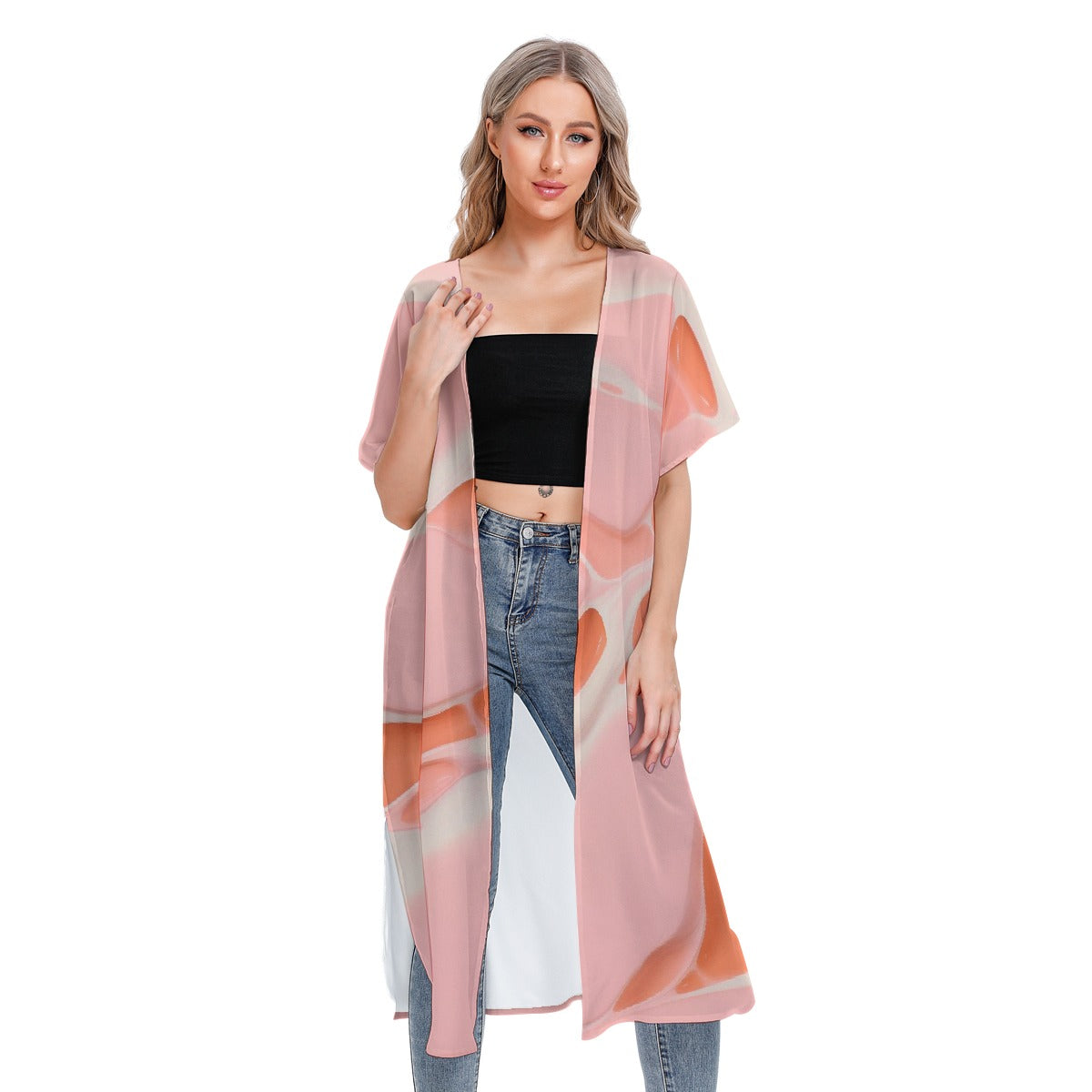 All-Over Print Women's Short Sleeve Cardigan