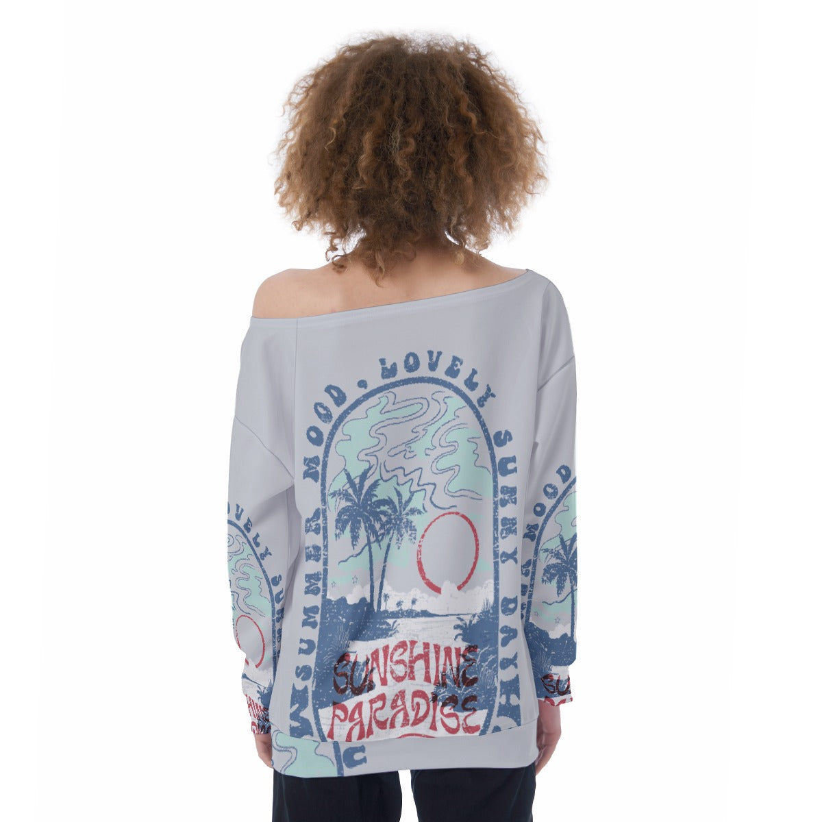 All-Over Print Oversized Women's Off-Shoulder Sweatshirt