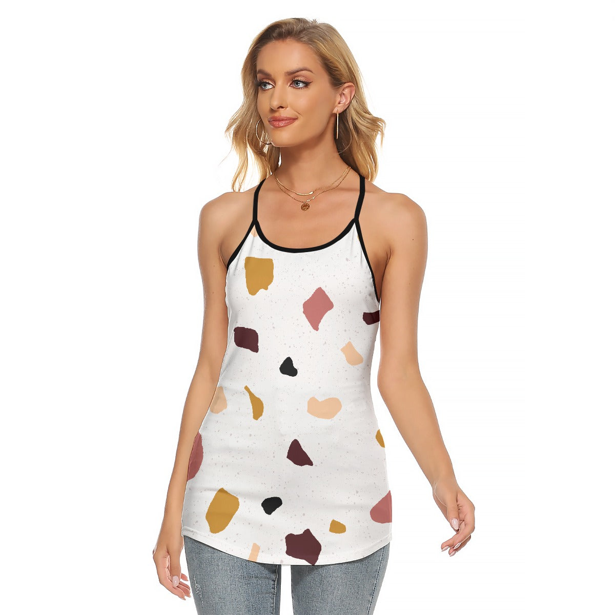 All-Over Print Women's Criss-Cross Open Back Tank Top