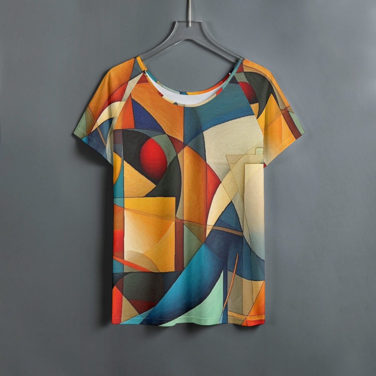 All-Over Print Women's Round Neck T-shirt With Raglan Sleeve