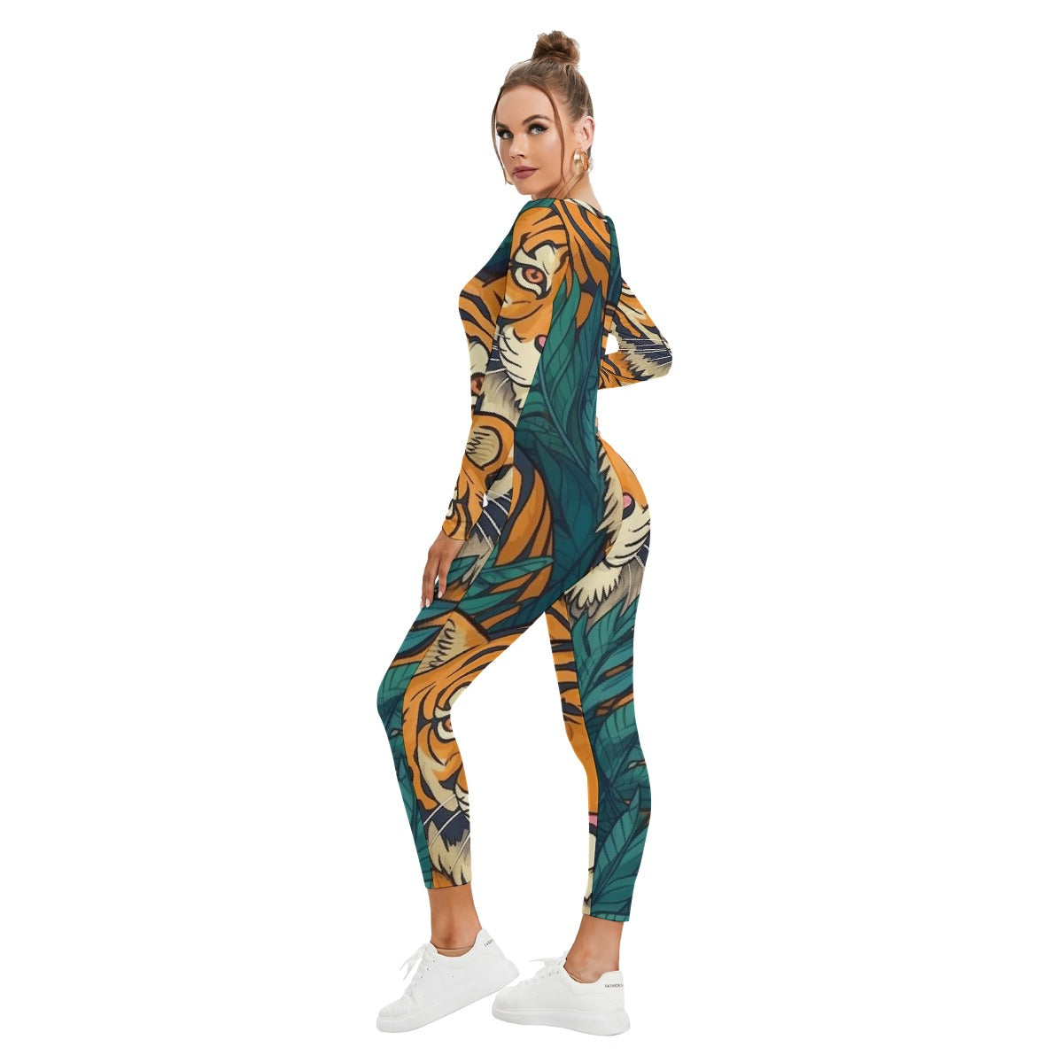 All-Over Print Women's Plunging Neck Jumpsuit