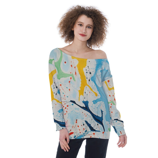All-Over Print Oversized Women's Off-Shoulder Sweatshirt