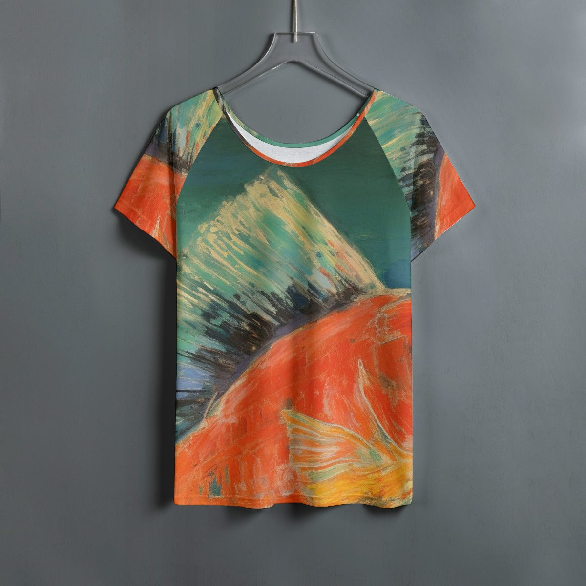 All-Over Print Women's Round Neck T-shirt With Raglan Sleeve