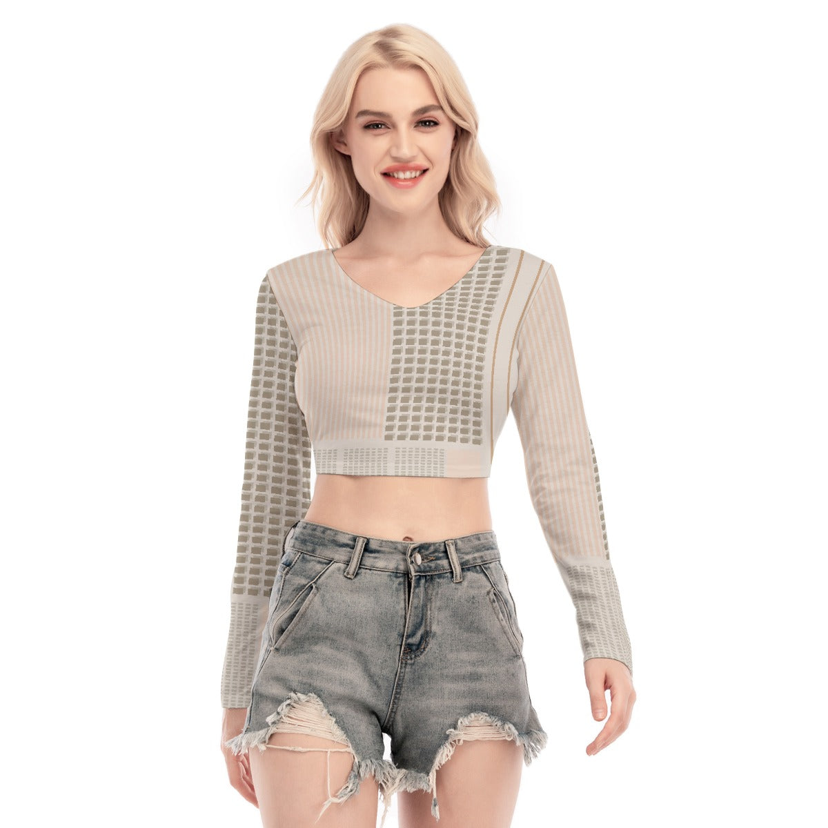 All-Over Print Women's Back Hollow T-shirt With Strap