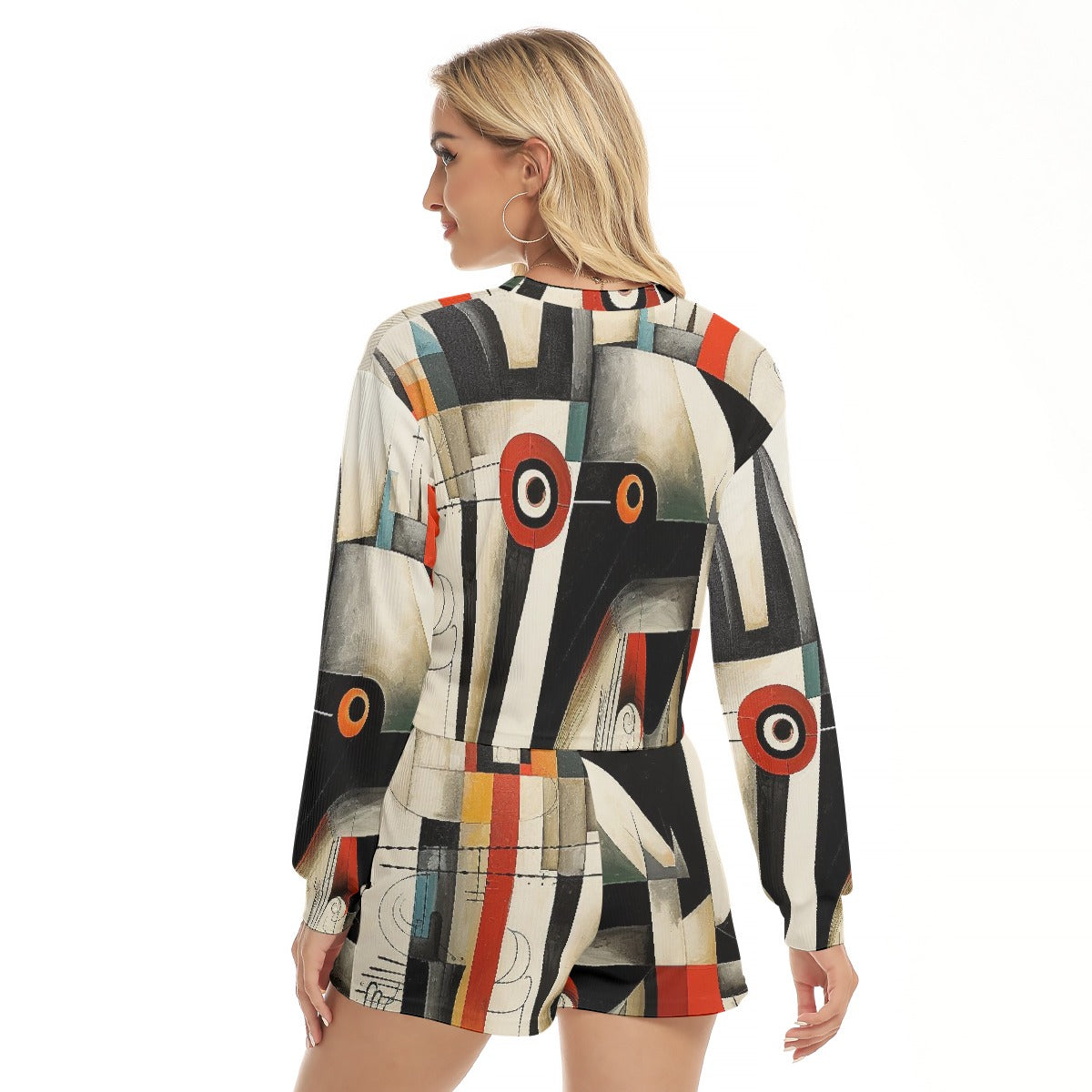 All-Over Print Women's Short Sweatshirt And Pants Suit