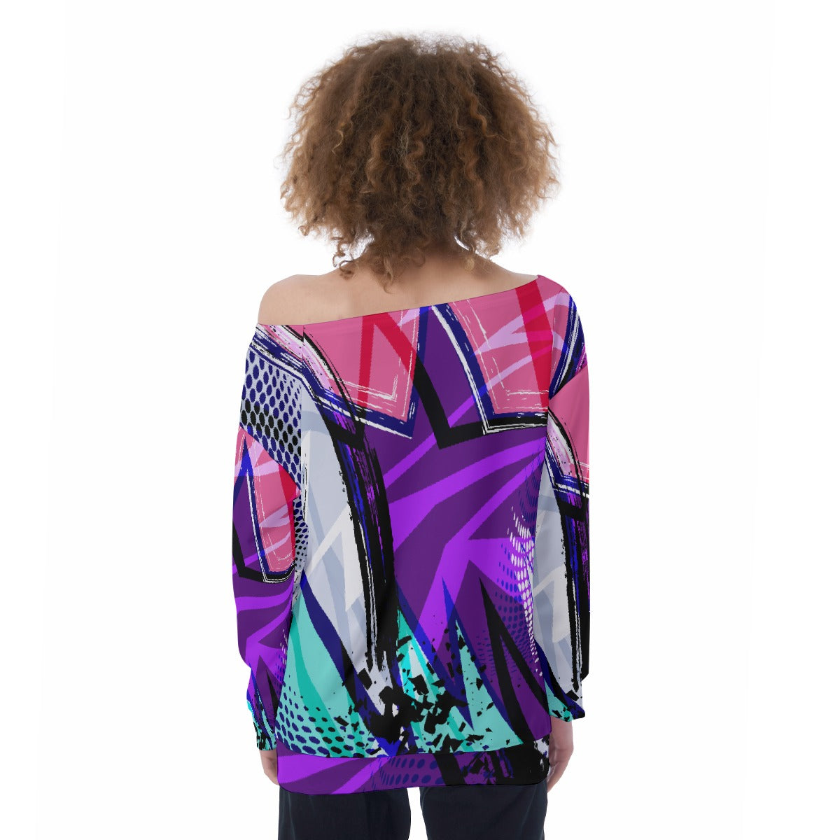 All-Over Print Oversized Women's Off-Shoulder Sweatshirt