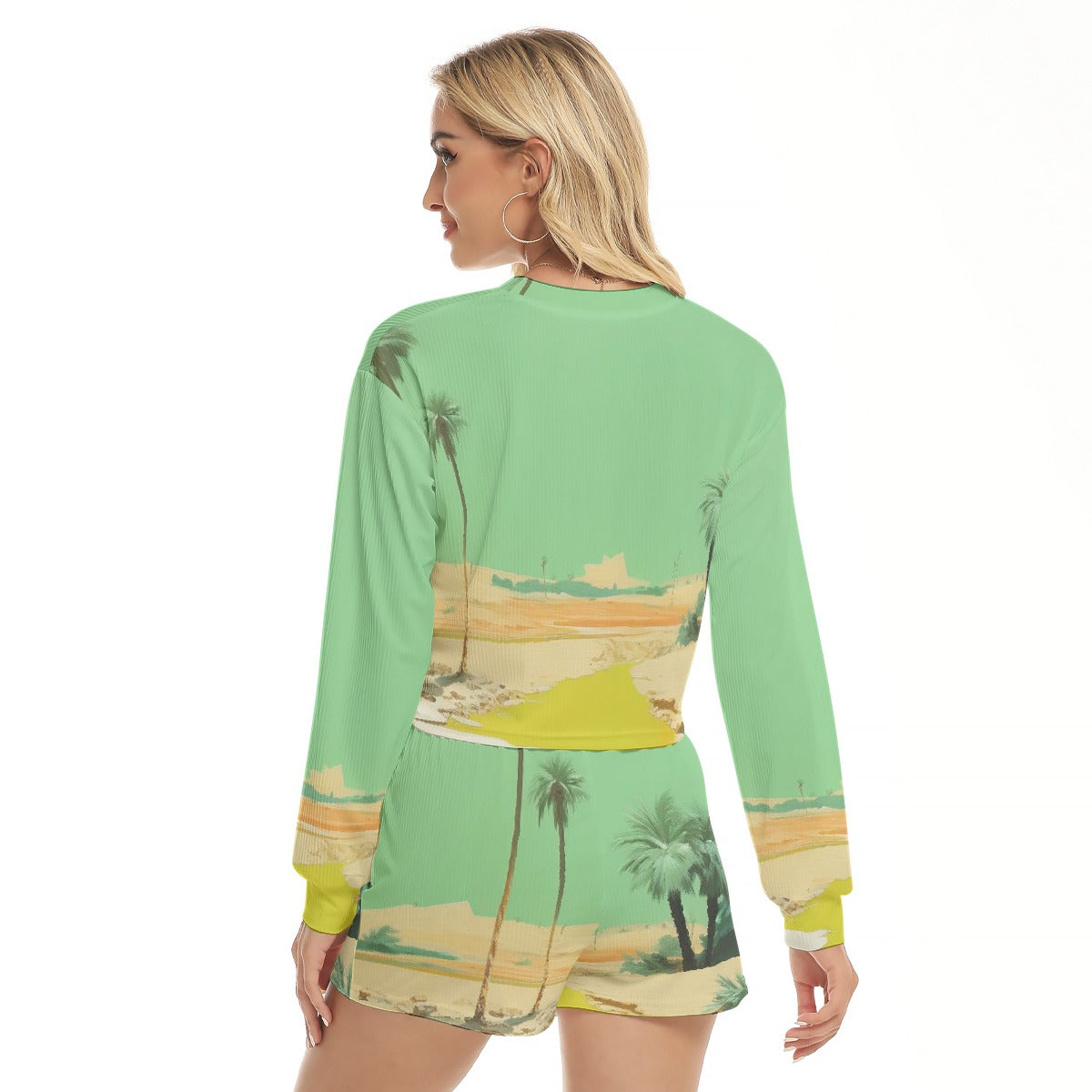 All-Over Print Women's Short Sweatshirt And Pants Suit