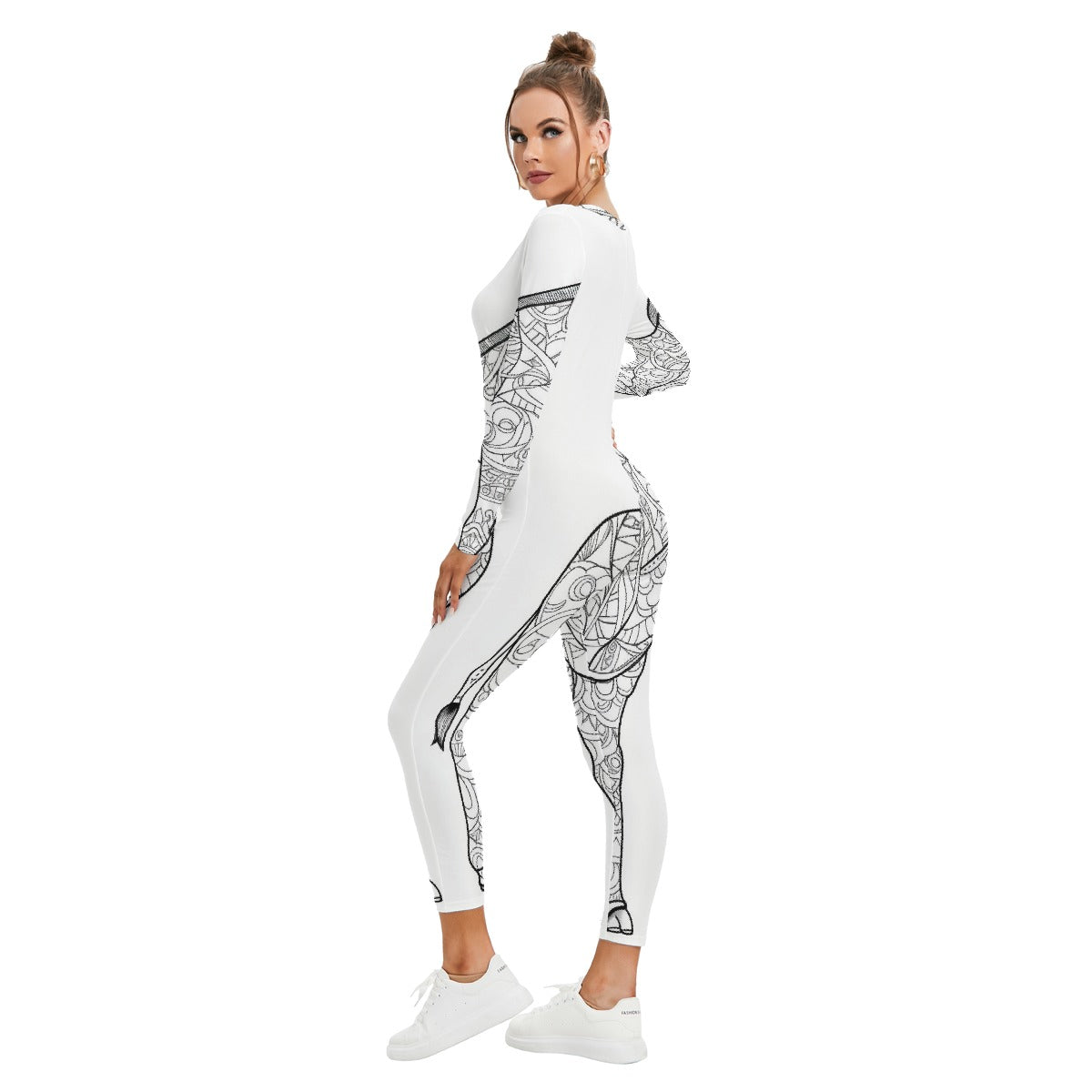 All-Over Print Women's Plunging Neck Jumpsuit