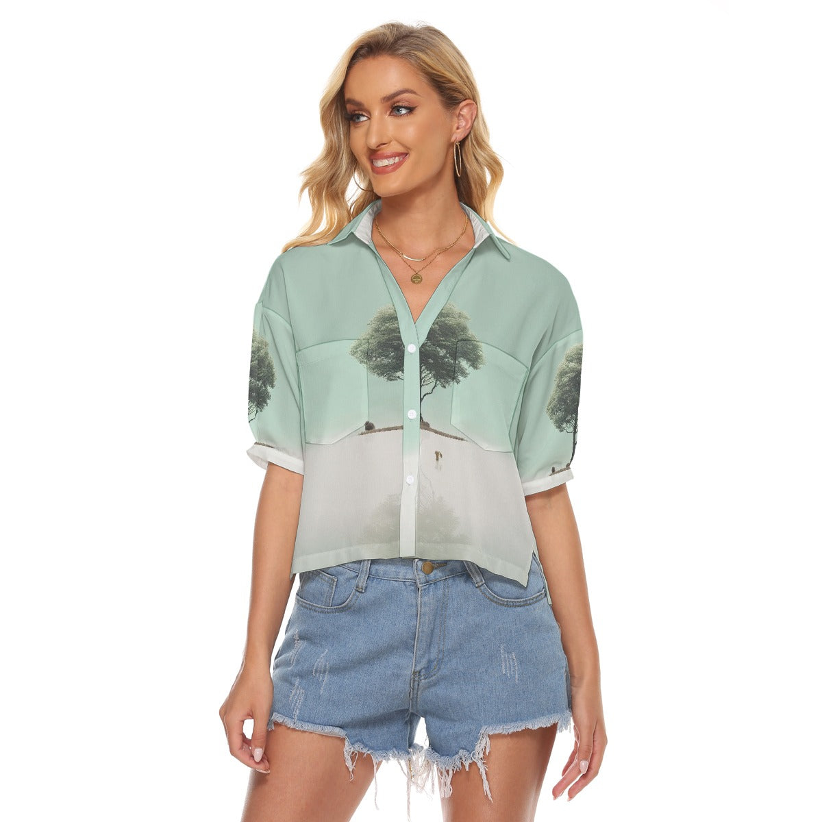 All-Over Print Women's V-neck Shirts