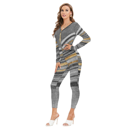 All-Over Print Women's Plunging Neck Jumpsuit