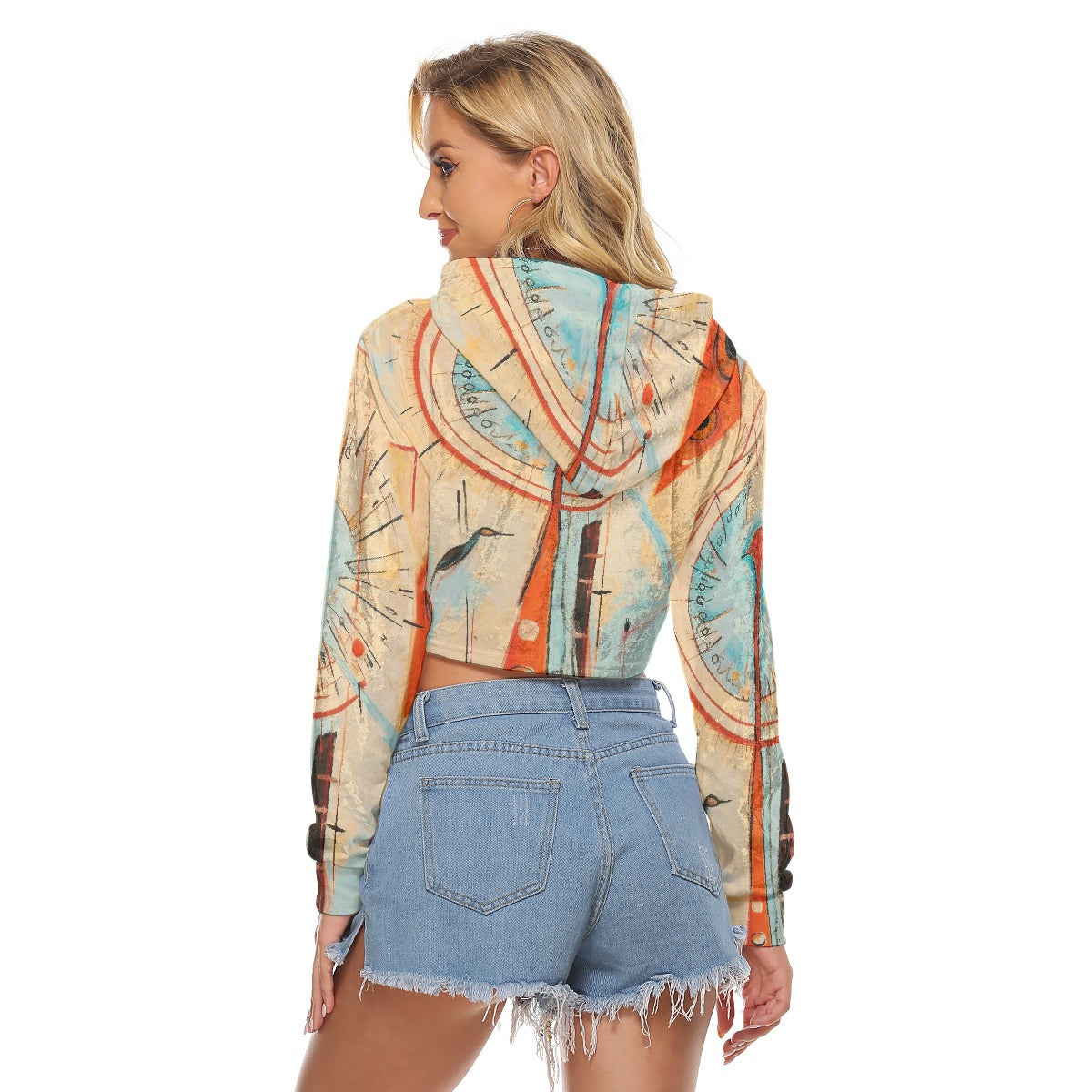 All-Over Print Women's Crop Top Hoodie|Velvet
