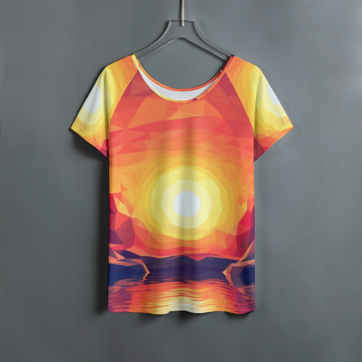 All-Over Print Women's Round Neck T-shirt With Raglan Sleeve