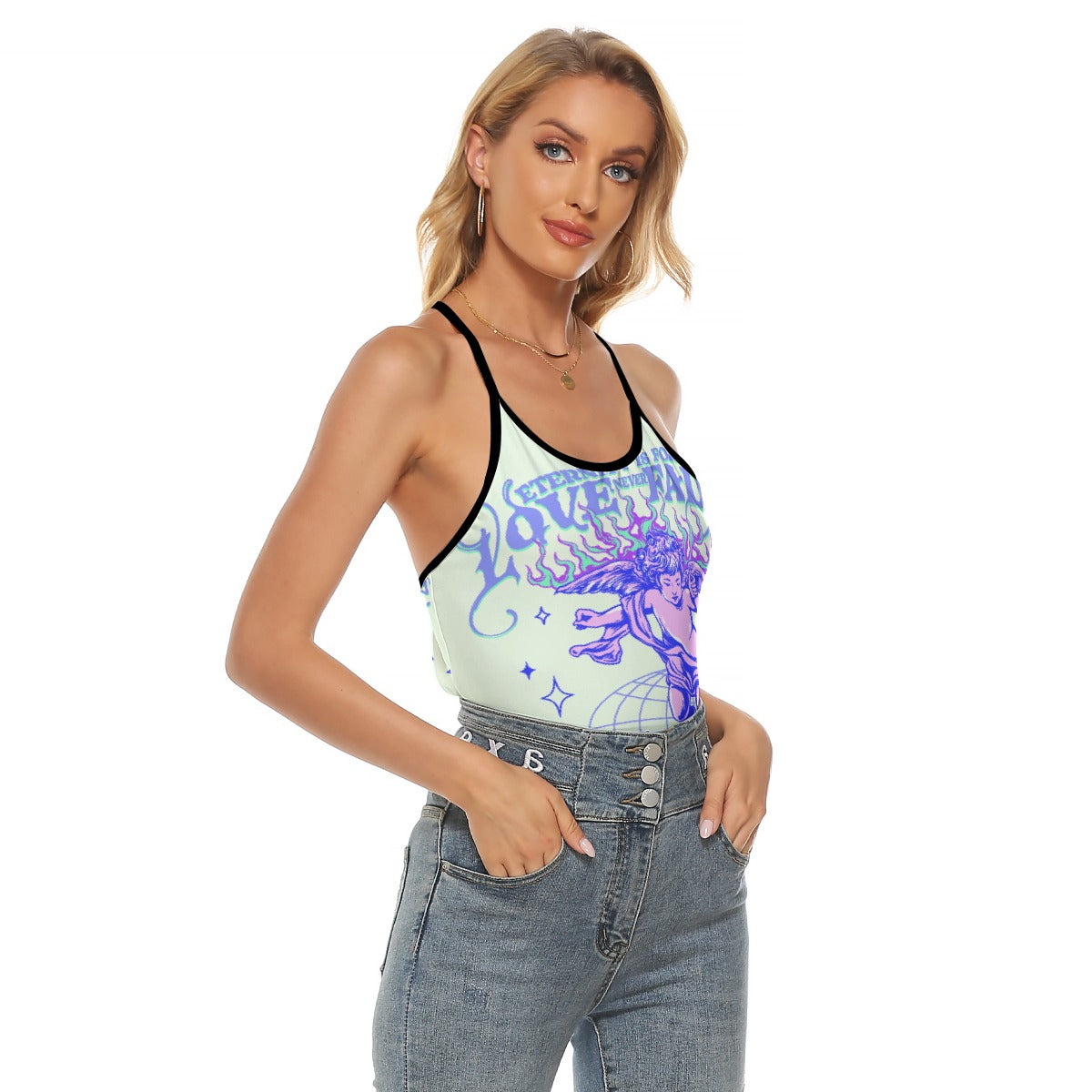 All-Over Print Women's Criss-Cross Open Back Tank Top