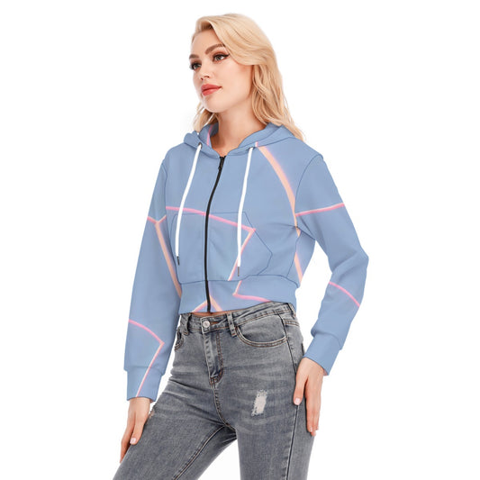 All-Over Print Women's Crop Top Hoodie With Zipper Closure
