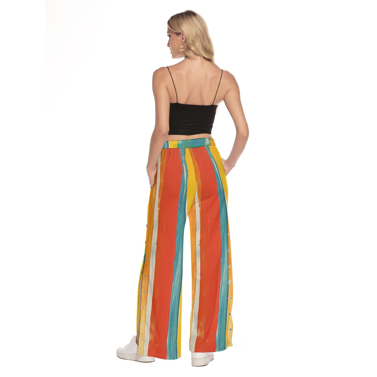 All-Over Print Women's Side Slit Snap Button Trousers