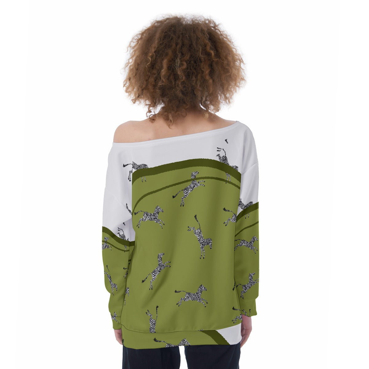 All-Over Print Oversized Women's Off-Shoulder Sweatshirt