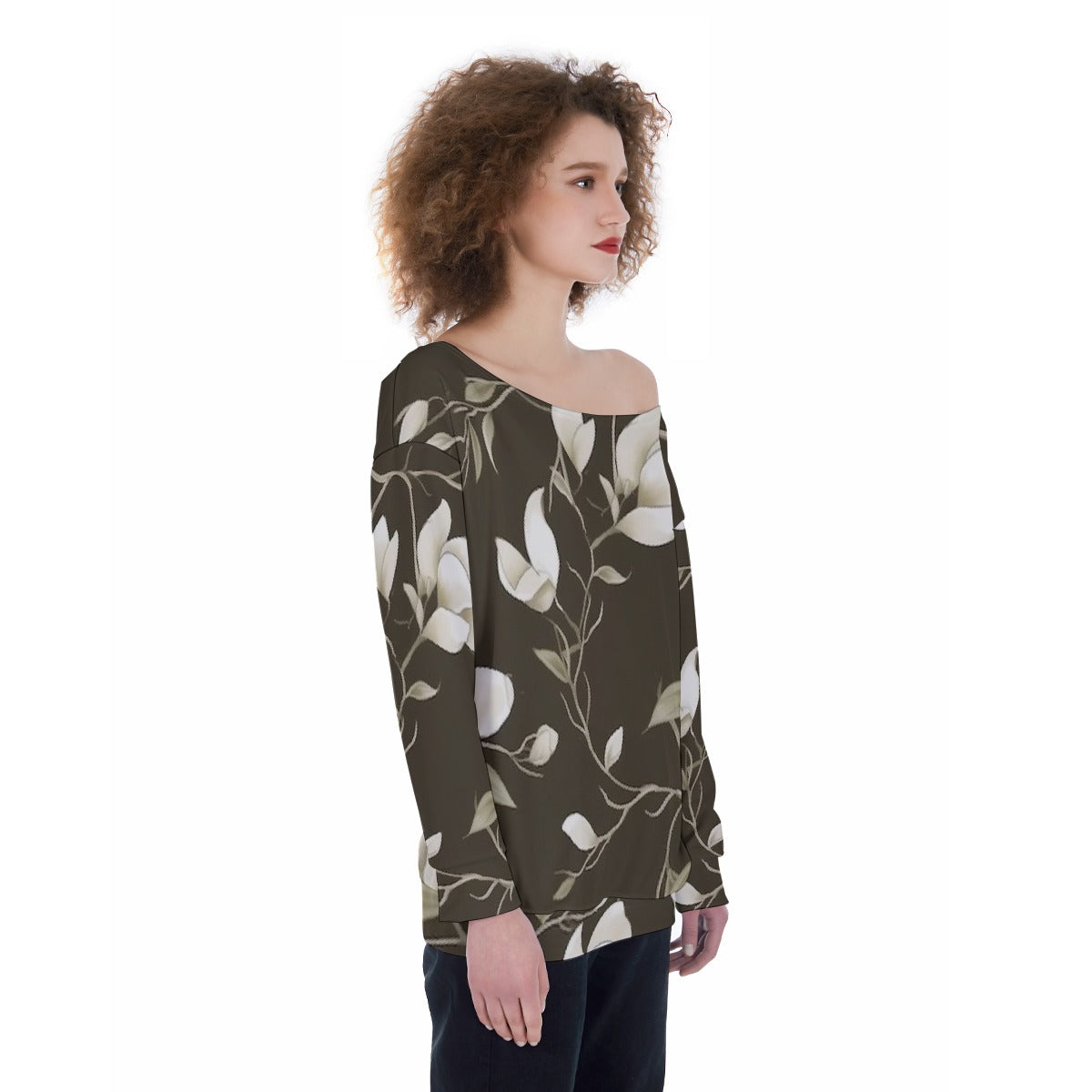 All-Over Print Oversized Women's Off-Shoulder Sweatshirt