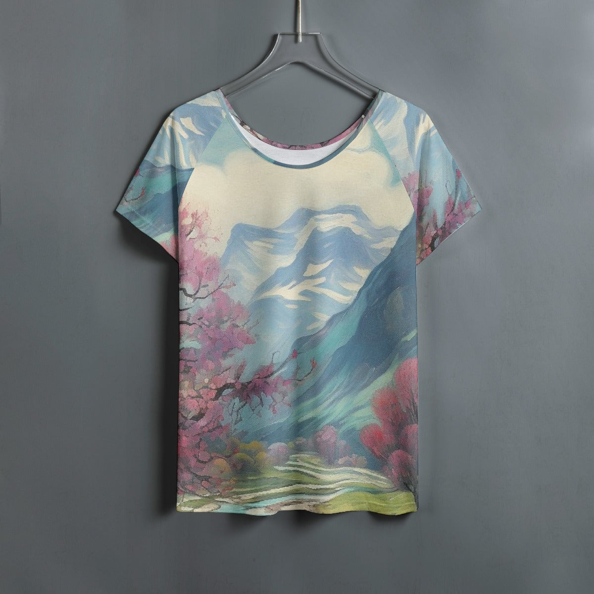 All-Over Print Women's Round Neck T-shirt With Raglan Sleeve