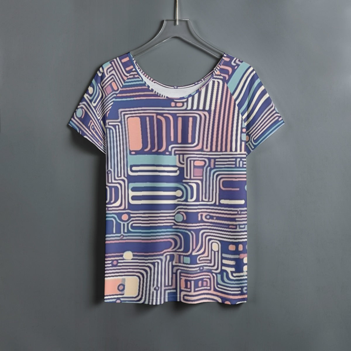 All-Over Print Women's Round Neck T-shirt With Raglan Sleeve
