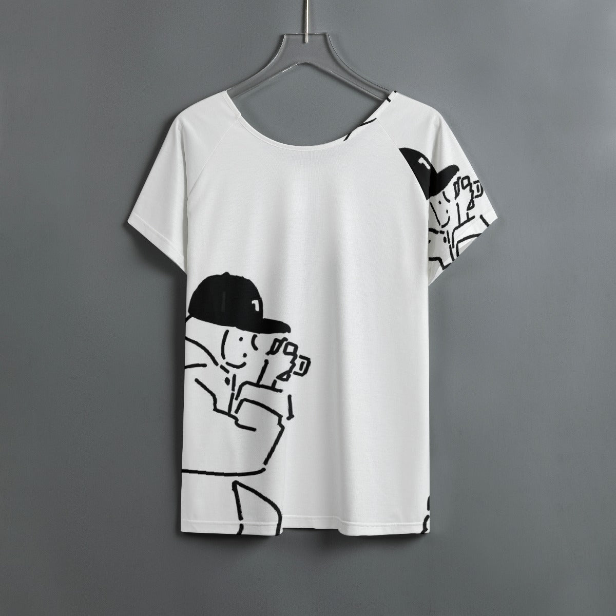 All-Over Print Women's Round Neck T-shirt With Raglan Sleeve