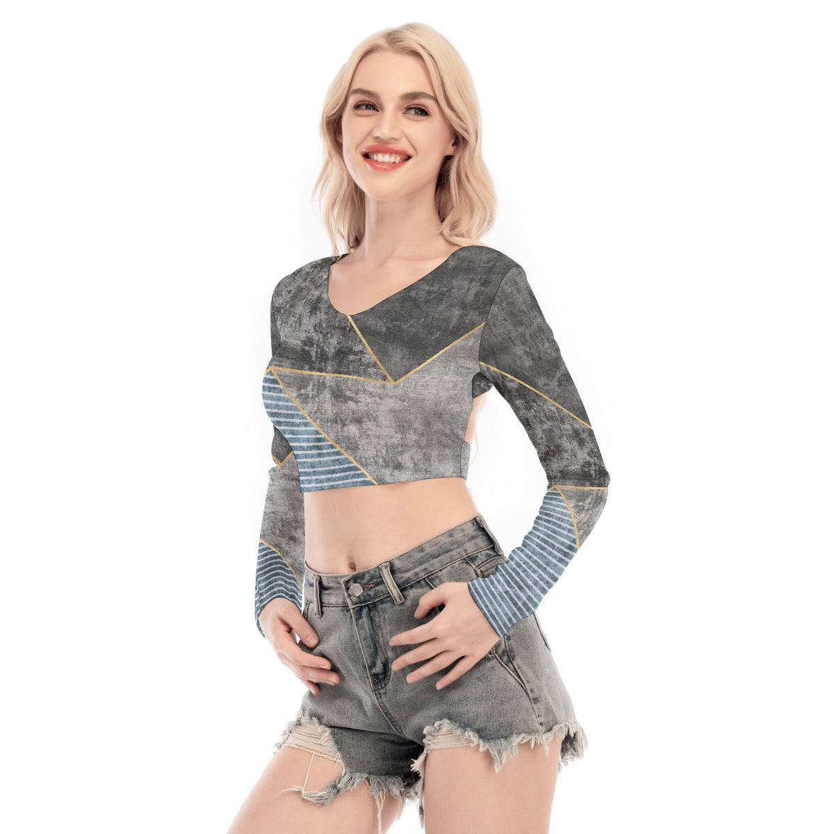 All-Over Print Women's Back Hollow T-shirt With Strap