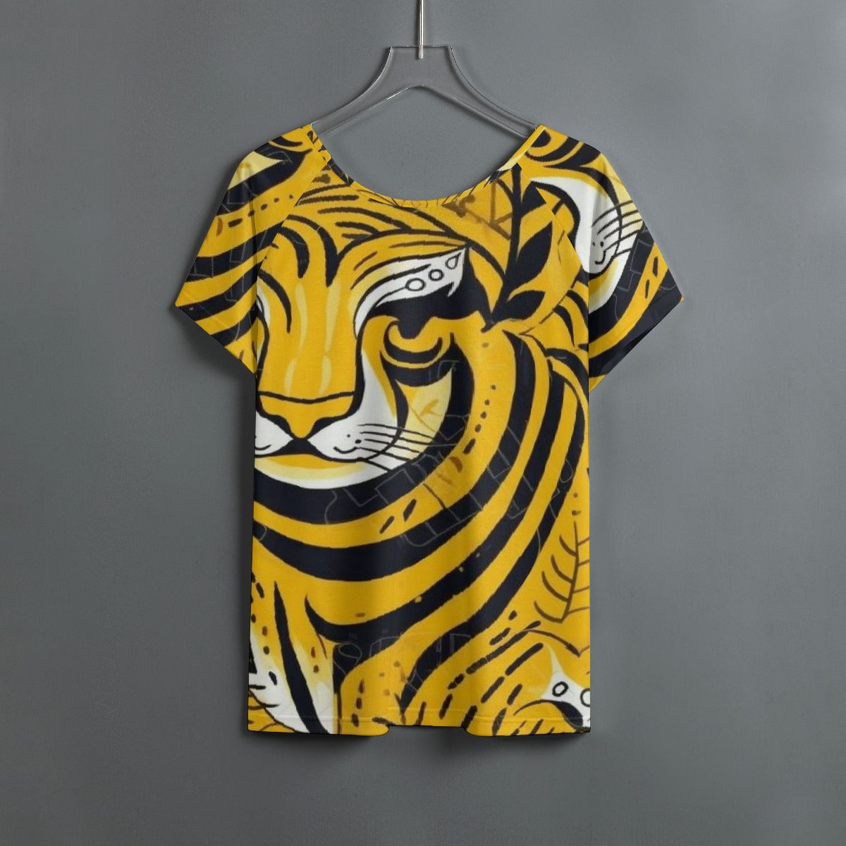 All-Over Print Women's Round Neck T-shirt With Raglan Sleeve