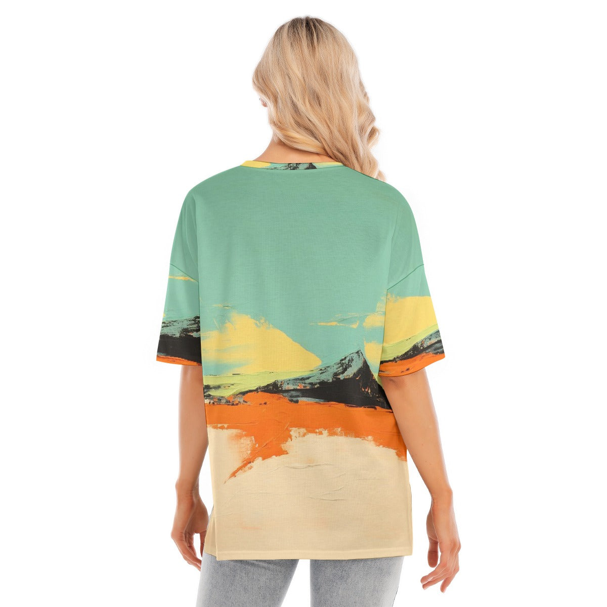 All-Over Print Women's Short Sleeves T-shirt With Hem Split