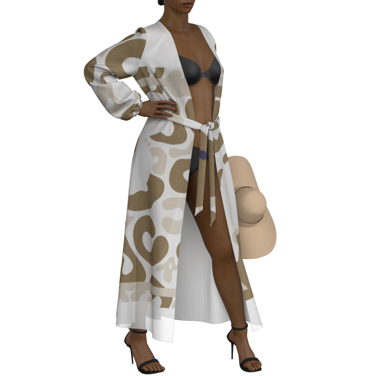 All-Over Print Women's Lace-up Chiffon Robe