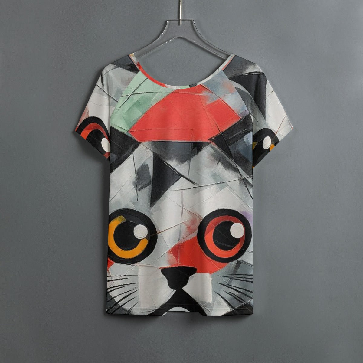 All-Over Print Women's Round Neck T-shirt With Raglan Sleeve