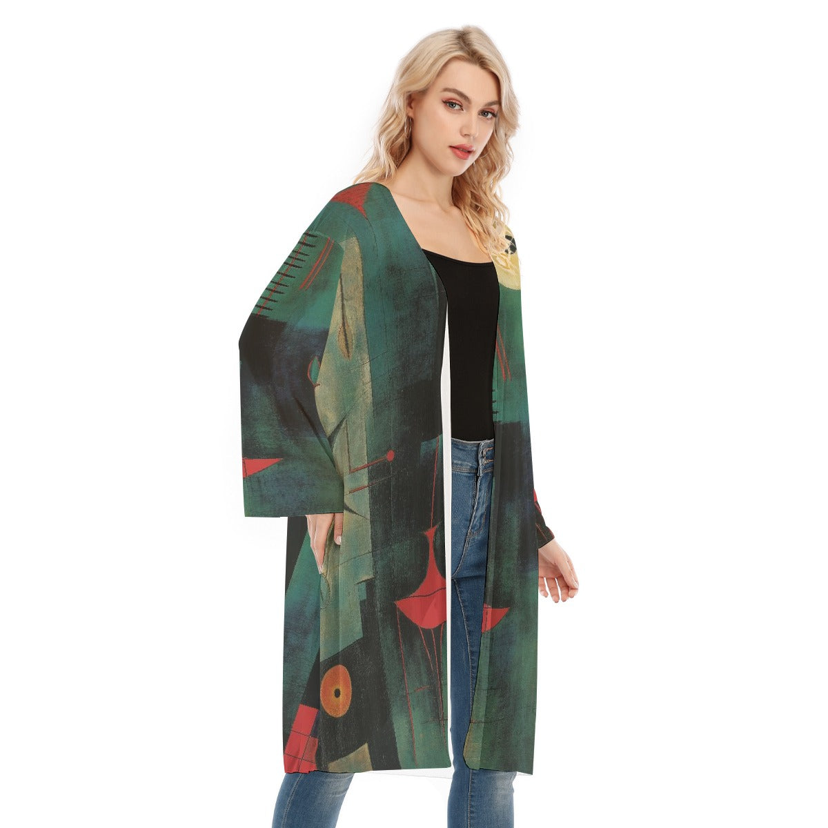 All- Over Print Women's Long Sleeve Mesh Cardigan