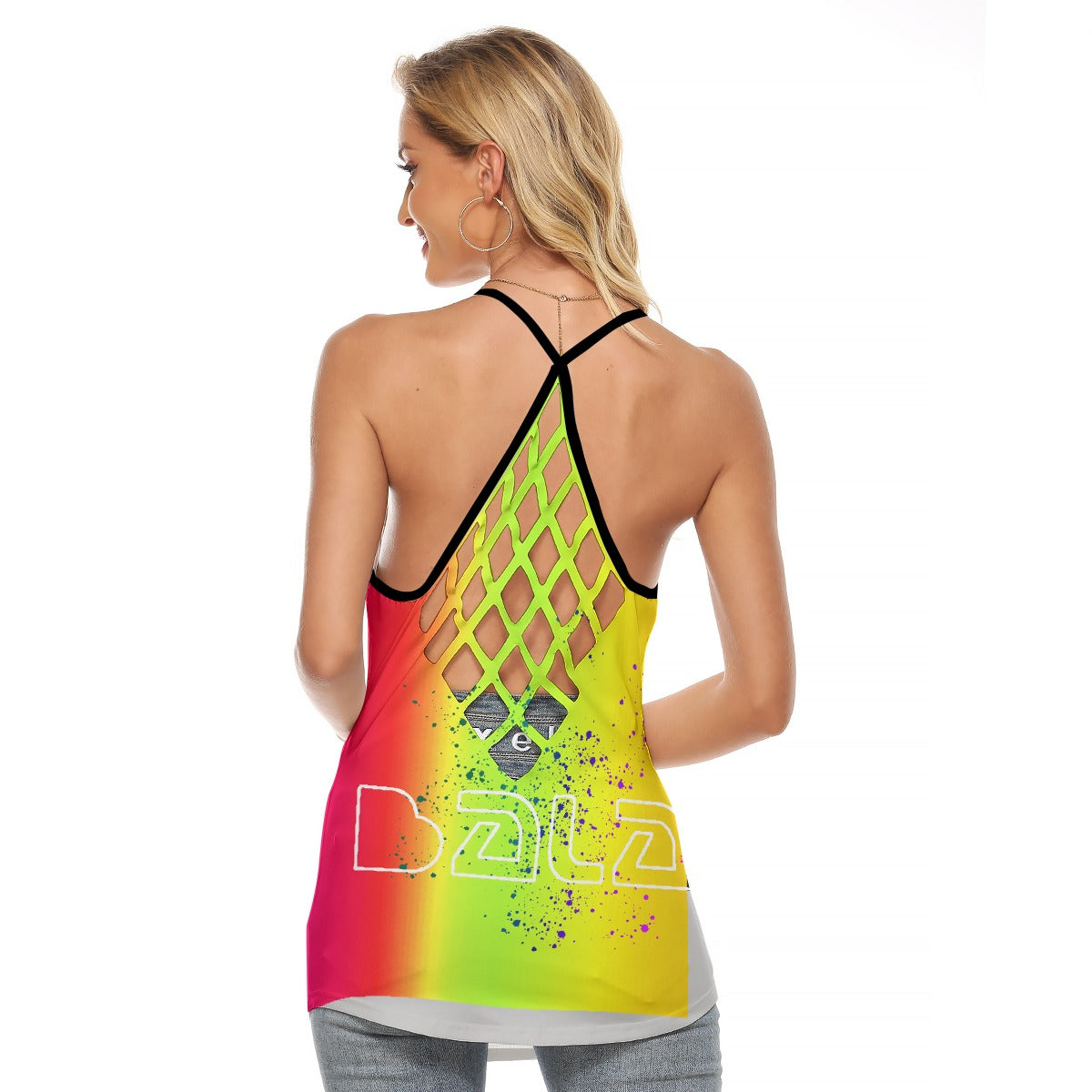 All-Over Print Women's Criss-Cross Open Back Tank Top