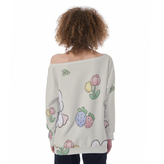 All-Over Print Oversized Women's Off-Shoulder Sweatshirt