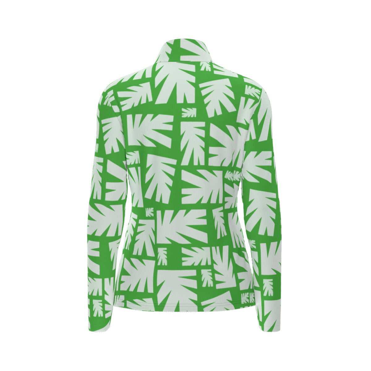 All-Over Print Women's Sports Collar Jersey With Long Sleeve