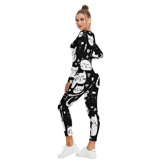 All-Over Print Women's Plunging Neck Jumpsuit