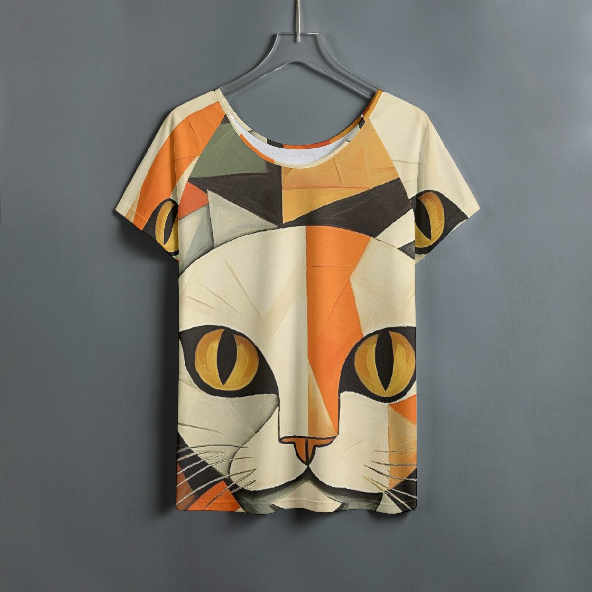 All-Over Print Women's Round Neck T-shirt With Raglan Sleeve