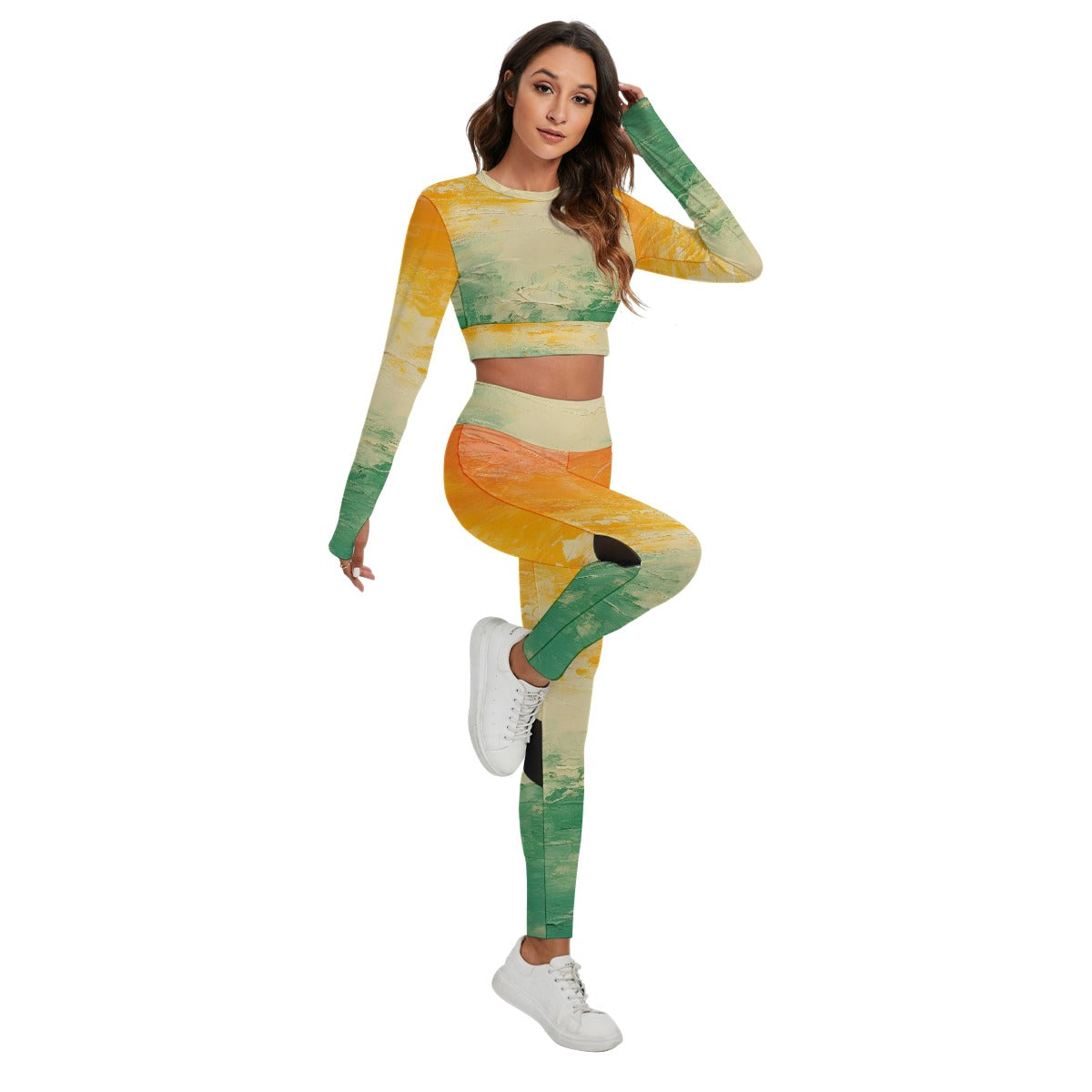 All-Over Print Women's Sport Set With Backless Top And Leggings