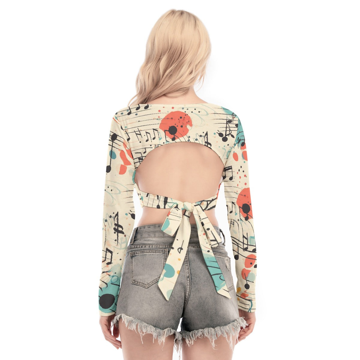 All-Over Print Women's Back Hollow T-shirt With Strap
