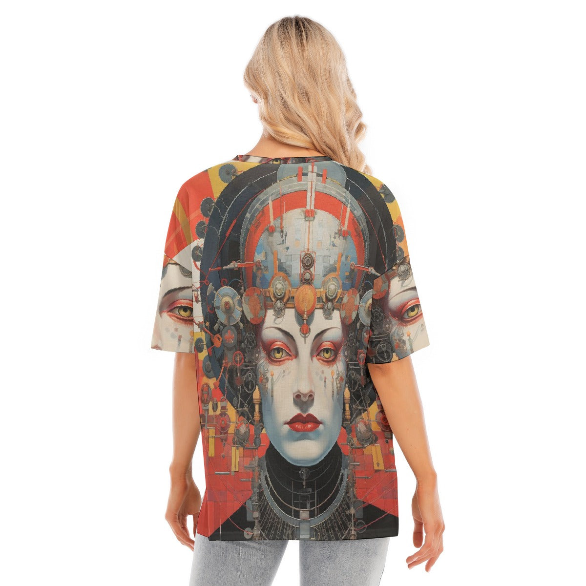 All-Over Print Women's Short Sleeves T-shirt With Hem Split