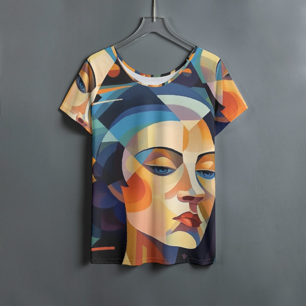 All-Over Print Women's Round Neck T-shirt With Raglan Sleeve
