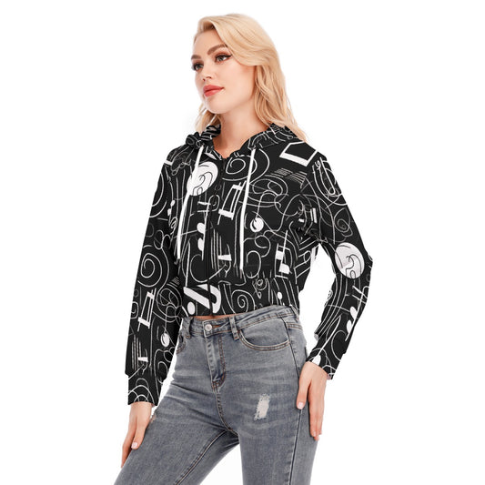 All-Over Print Women's Crop Top Hoodie With Zipper Closure