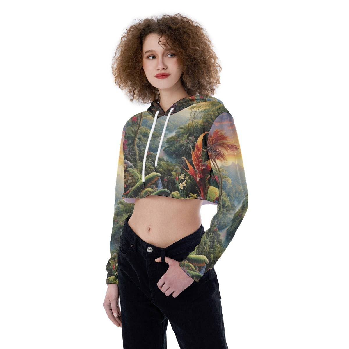 All-Over Print Women's Crop Top Hoodie