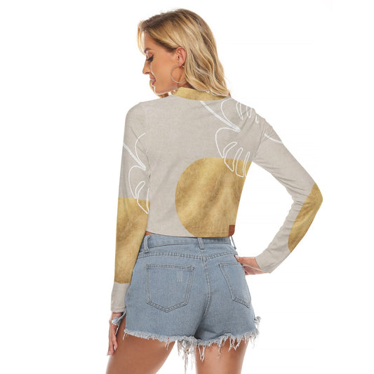 All-Over Print Women's Hollow Chest Keyhole Tight Crop Top