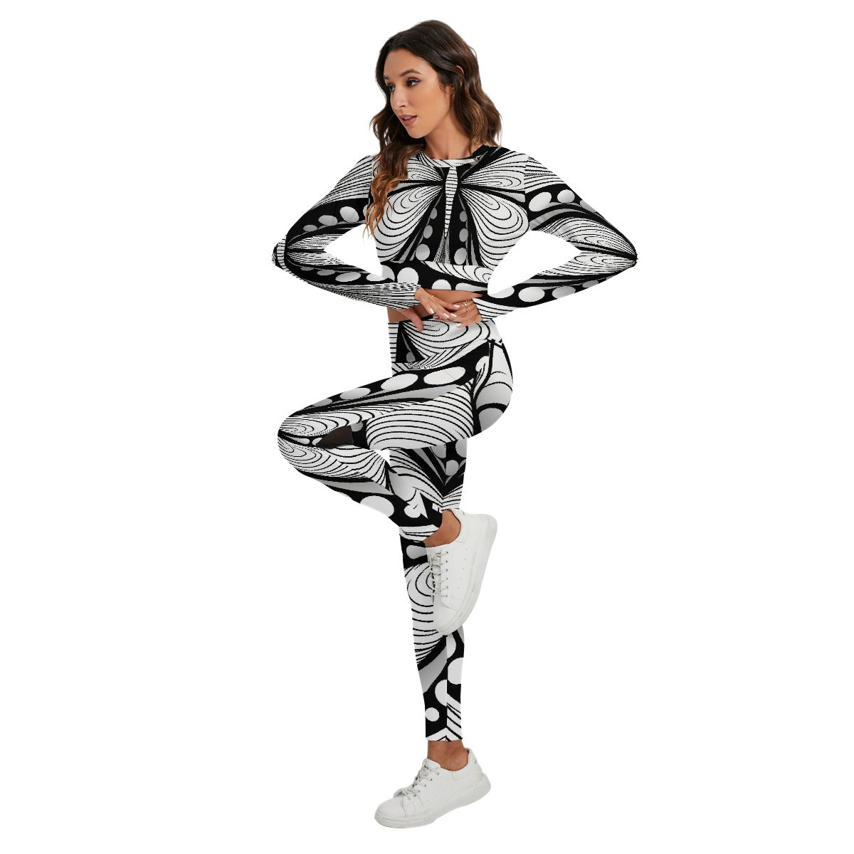 All-Over Print Women's Sport Set With Backless Top And Leggings