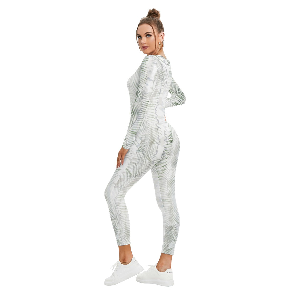 All-Over Print Women's Plunging Neck Jumpsuit