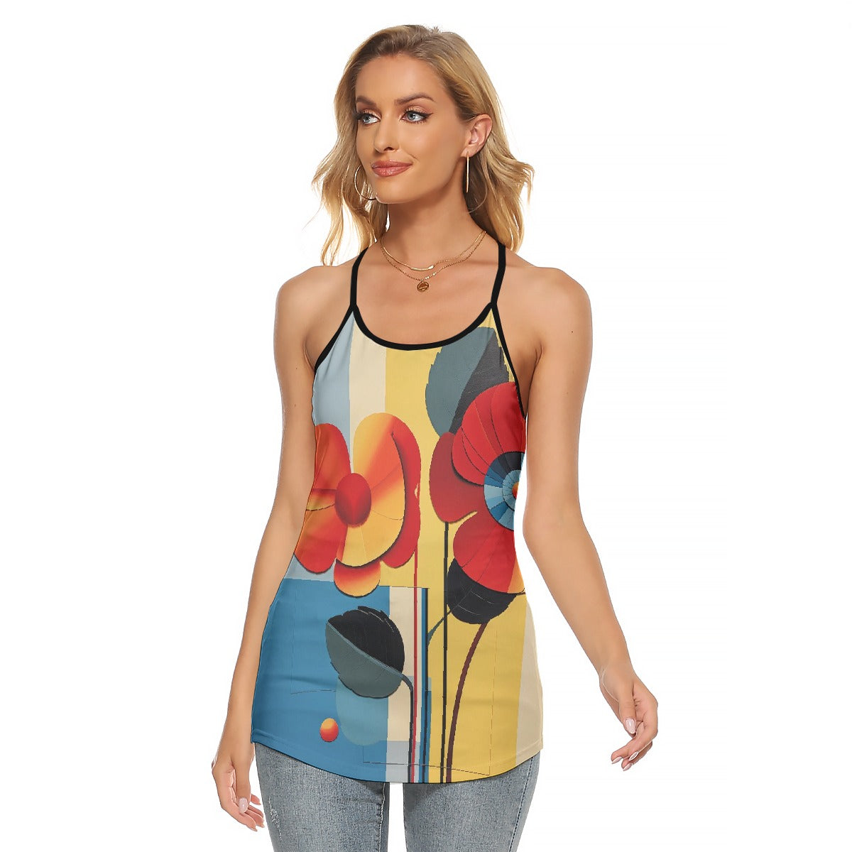 All-Over Print Women's Criss-Cross Open Back Tank Top