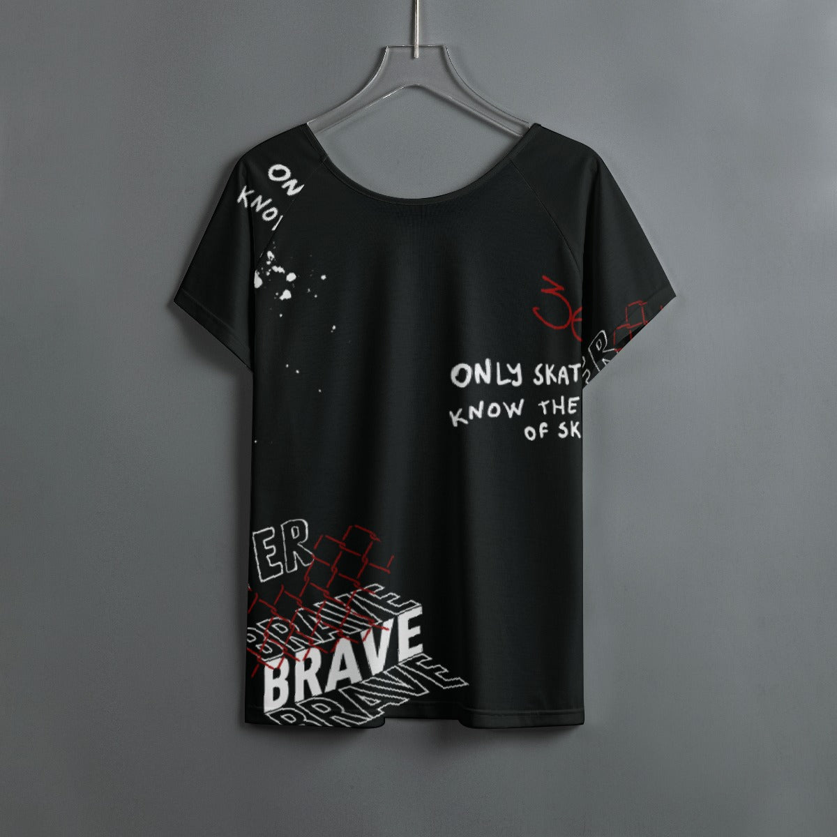 All-Over Print Women's Round Neck T-shirt With Raglan Sleeve