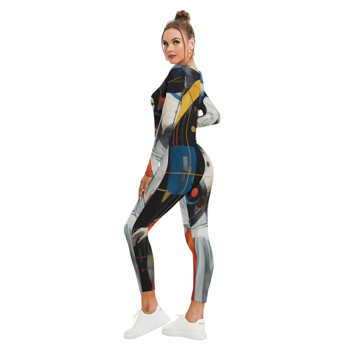 All-Over Print Women's Plunging Neck Jumpsuit