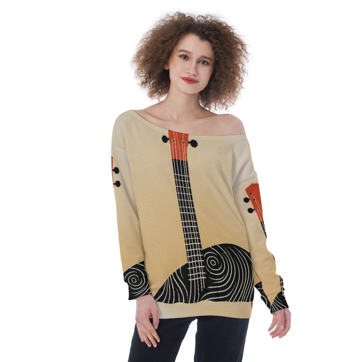 All-Over Print Oversized Women's Off-Shoulder Sweatshirt