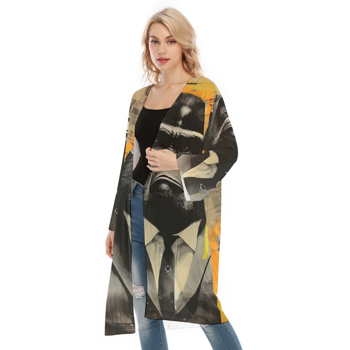All- Over Print Women's Long Sleeve Mesh Cardigan