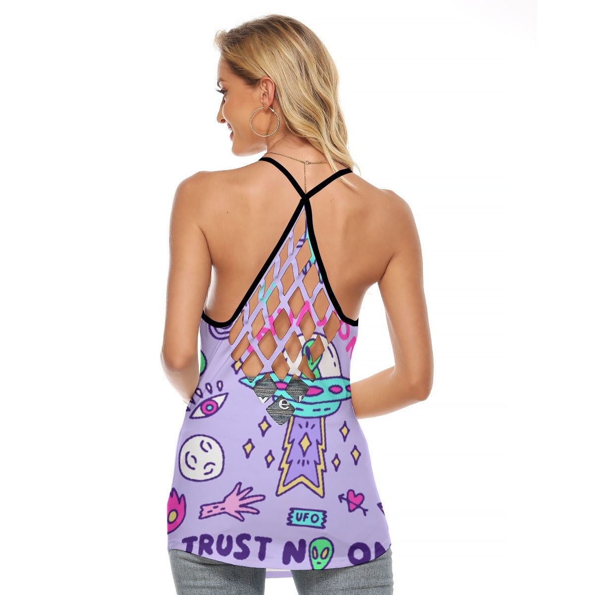All-Over Print Women's Criss-Cross Open Back Tank Top
